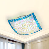 Tiffany Convex Square Stained Glass Flush Mount Light Image - 7