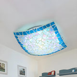 Tiffany Convex Square Stained Glass Flush Mount Light Image - 8