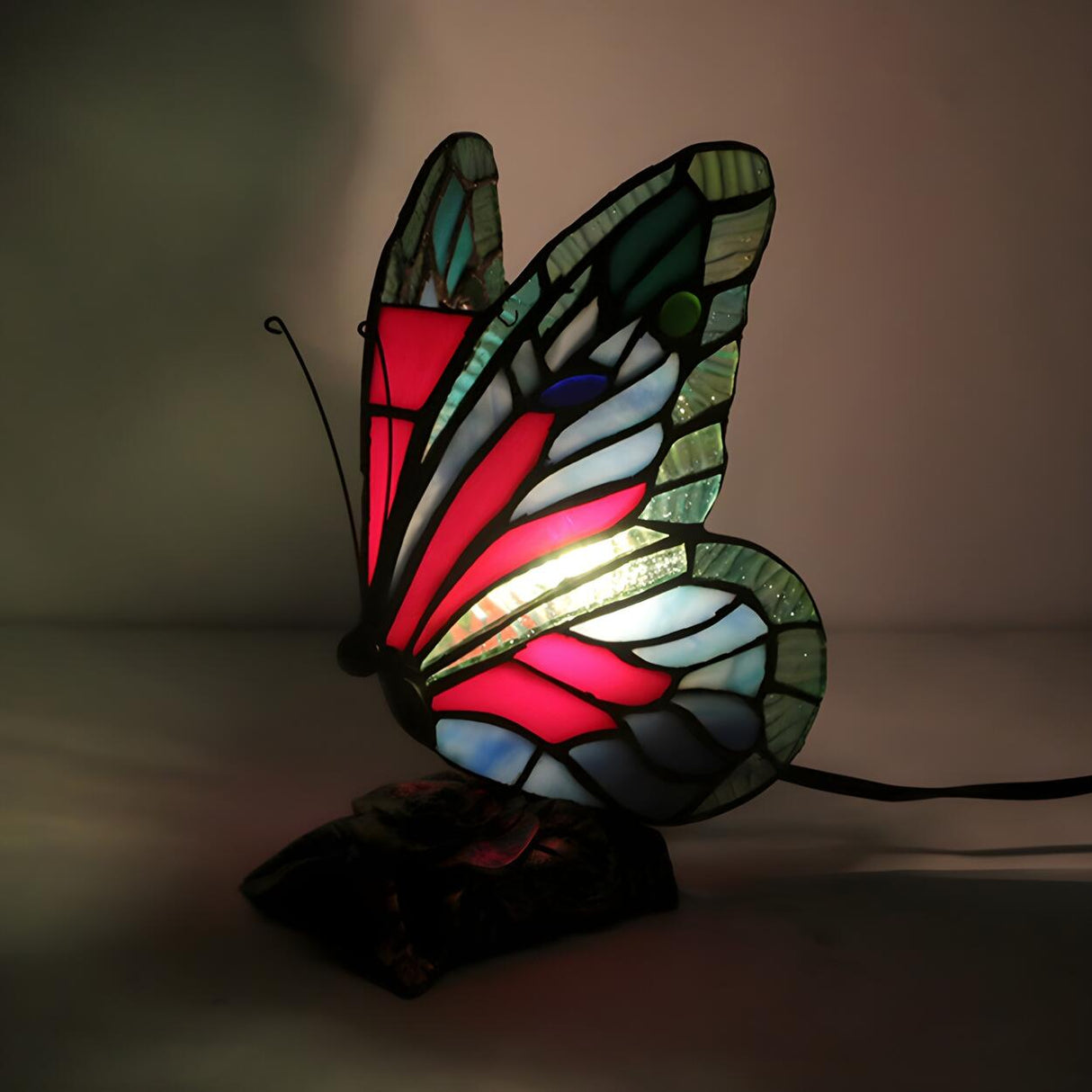 Tiffany Creative Colorful Butterfly Glass Table Lamp Image - 7