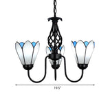 Tiffany Dining Room Floral Petal Blue White Glass Chandelier #size