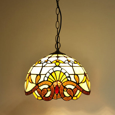 Tiffany Dome Colorful Stained Glass Vaulted Pendant Light Image - 2