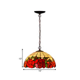 Tiffany Dome Stained Glass Red Flower Cafe Chandelier #size