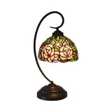 Tiffany Dome Stained Glass Rose Pattern Desk Lamp Image - 3