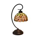 Tiffany Dome Stained Glass Rose Pattern Desk Lamp Image - 7