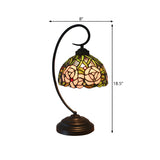 Tiffany Dome Stained Glass Rose Pattern Desk Lamp #size