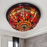 Tiffany Dragonfly Glass Stained Bowl Flush Mount Light Image - 5