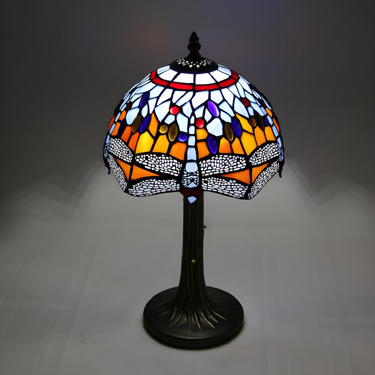 Tiffany Dragonfly Painted Umbrella Glass Table Lamp Image - 1