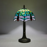 Tiffany Dragonfly Painted Umbrella Glass Table Lamp Image - 2