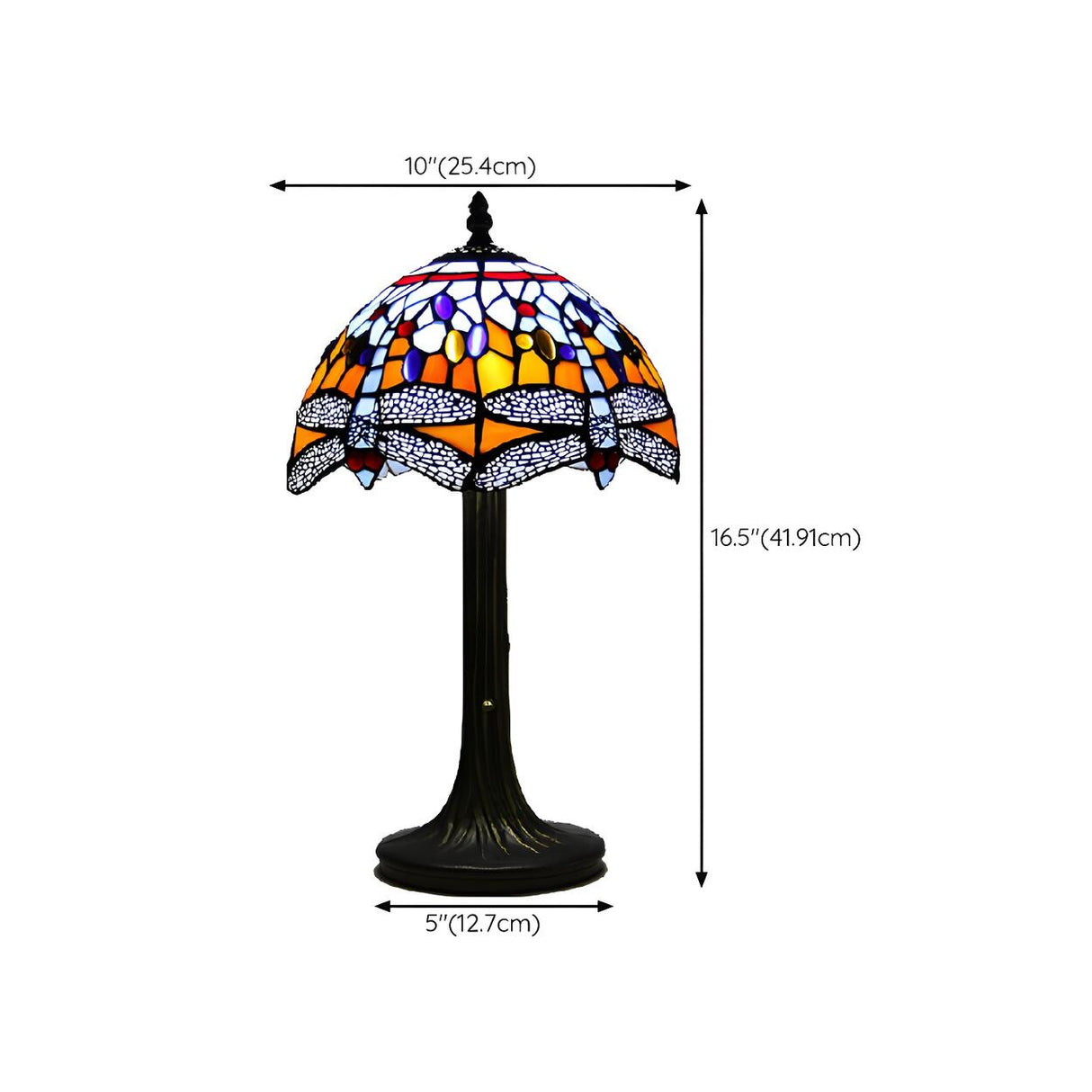 Tiffany Dragonfly Painted Umbrella Glass Table Lamp Image - 20