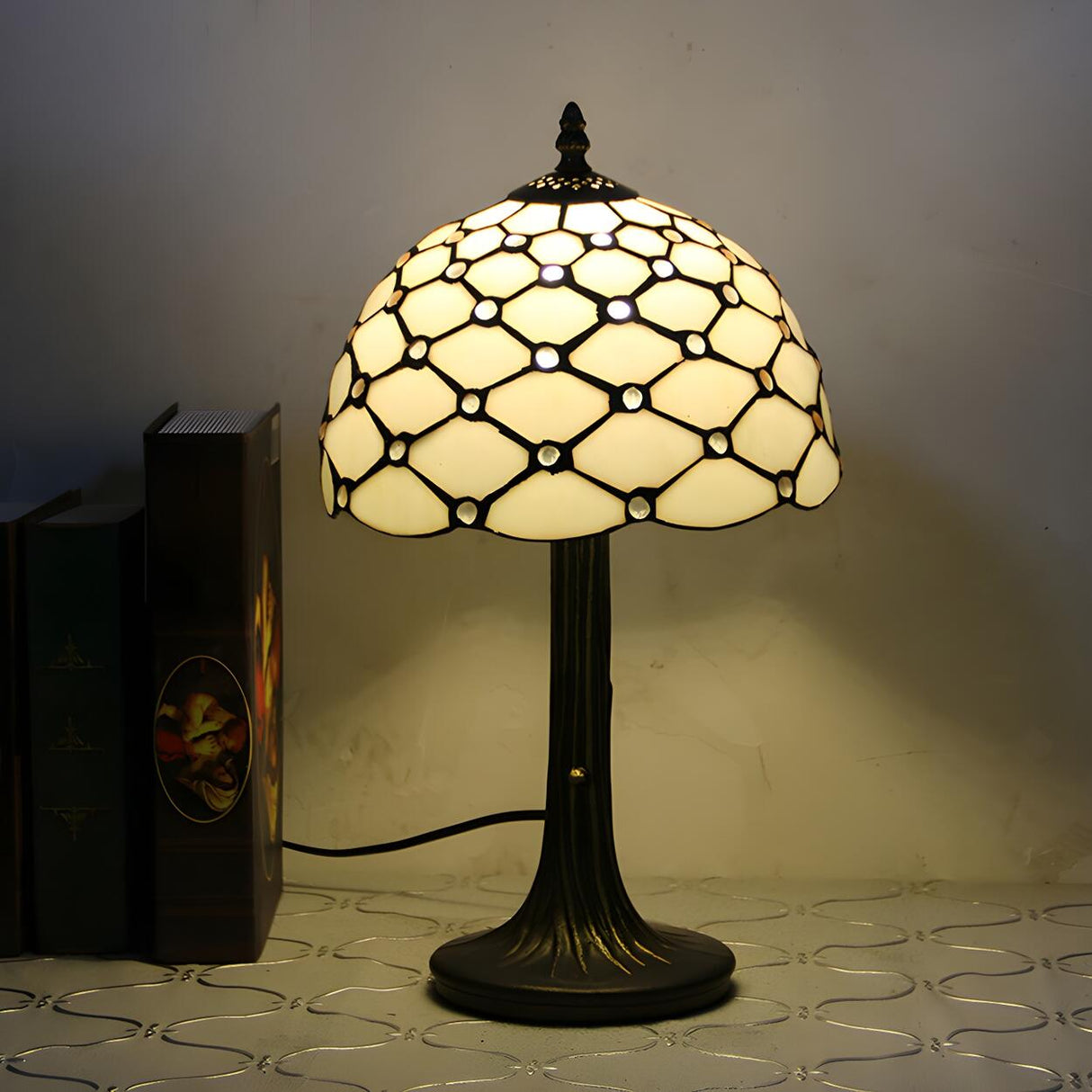 Tiffany Dragonfly Painted Umbrella Glass Table Lamp Image - 3