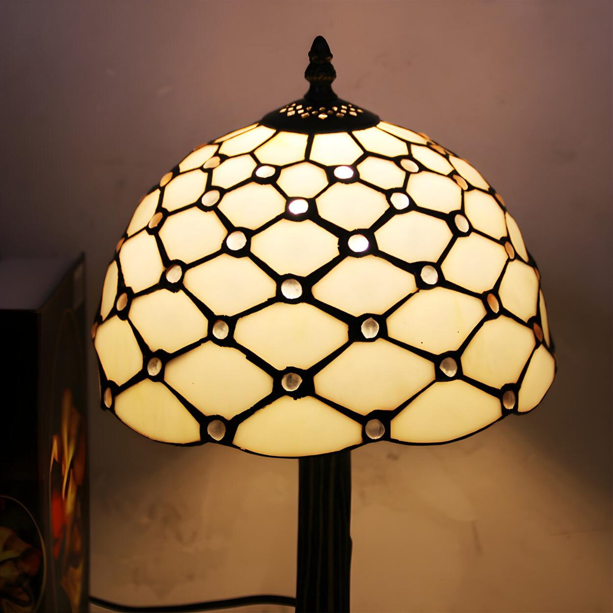 Tiffany Dragonfly Painted Umbrella Glass Table Lamp Image - 6