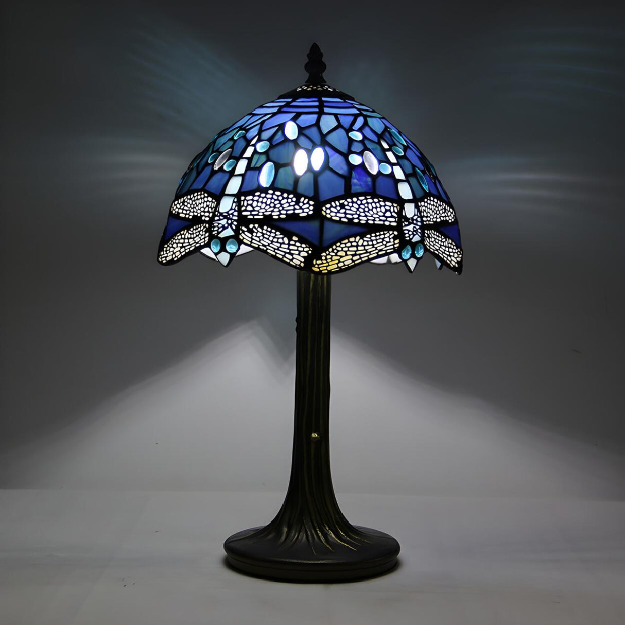 Tiffany Dragonfly Painted Umbrella Glass Table Lamp Image - 7