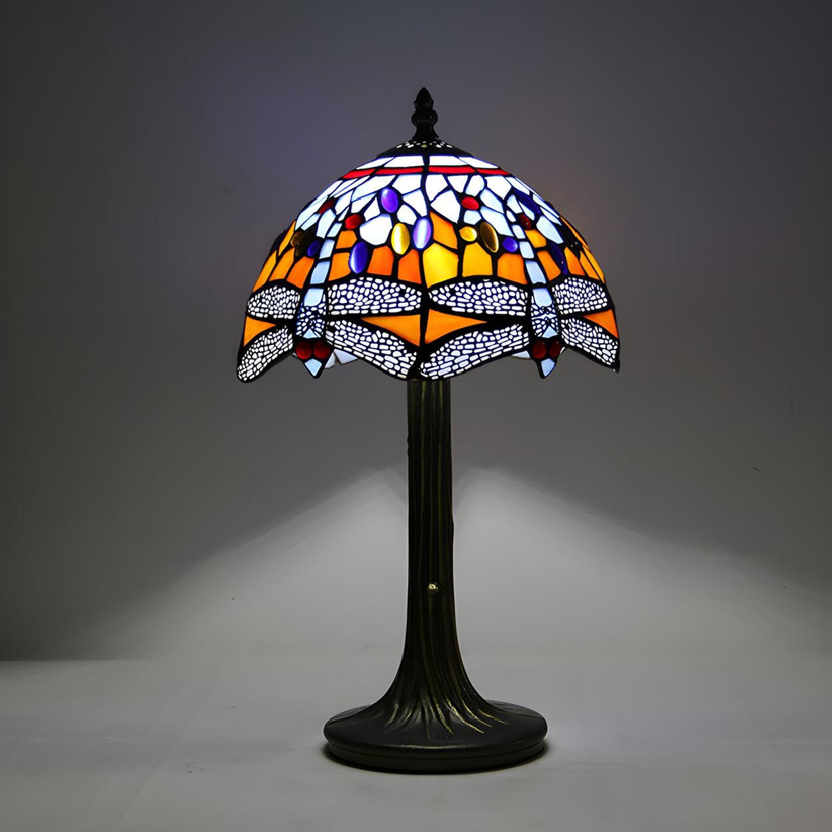 Tiffany Dragonfly Painted Umbrella Glass Table Lamp Image - 9