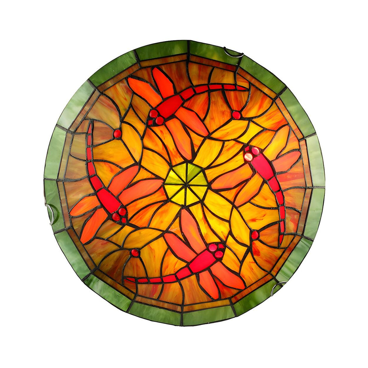 Tiffany Dragonfly Stained Glass Bowl Flush Mount Light Image - 3