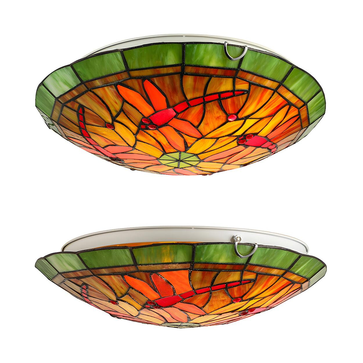 Tiffany Dragonfly Stained Glass Bowl Flush Mount Light Image - 4