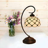 Tiffany Elegant Bronze Bowl Swirl Arm Night Table Lamp Image - 10