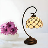 Tiffany Elegant Bronze Bowl Swirl Arm Night Table Lamp Image - 14