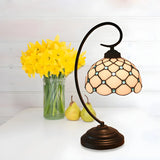 Tiffany Elegant Bronze Bowl Swirl Arm Night Table Lamp Image - 18