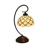 Tiffany Elegant Bronze Bowl Swirl Arm Night Table Lamp Image - 3