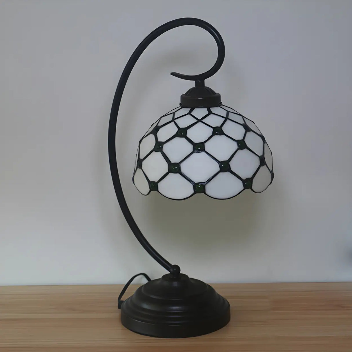 Tiffany Elegant Bronze Bowl Swirl Arm Night Table Lamp Image - 9