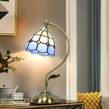 Tiffany Elegant Stained Cone Glass Curved Table Lamp Image - 1