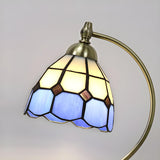 Tiffany Elegant Stained Cone Glass Curved Table Lamp Image - 10