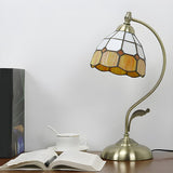 Tiffany Elegant Stained Cone Glass Curved Table Lamp Image - 17