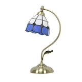 Tiffany Elegant Stained Cone Glass Curved Table Lamp Image - 2