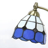 Tiffany Elegant Stained Cone Glass Curved Table Lamp Image - 9