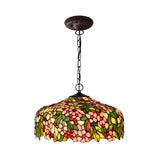 Tiffany Floral Stained Glass Pink Pendant Chandelier Light Image - 3