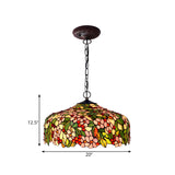 Tiffany Floral Stained Glass Pink Pendant Chandelier Light Image - 7