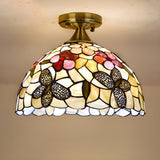 Tiffany Flower Butterfly Mini Dome Flush Mount Light Image - 2