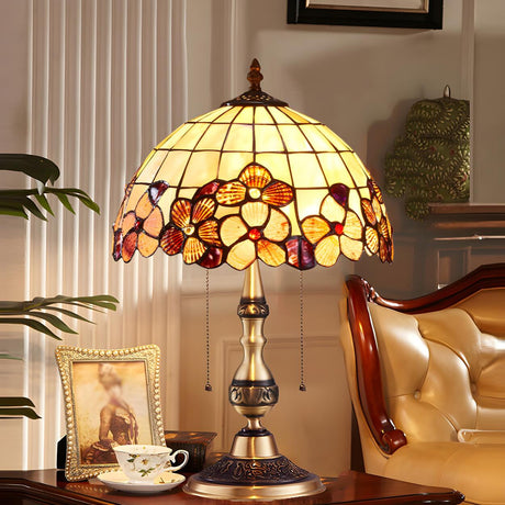 Tiffany Flower Glass Dome Umbrella Decor Table Lamp Image - 1