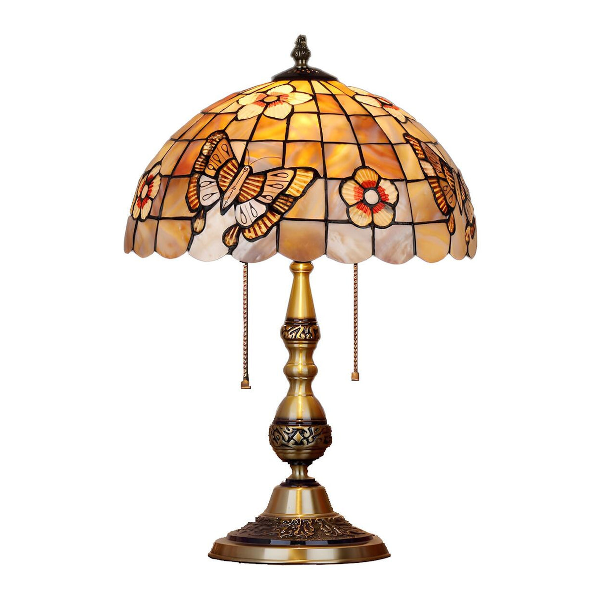 Tiffany Flower Glass Dome Umbrella Decor Table Lamp Image - 10