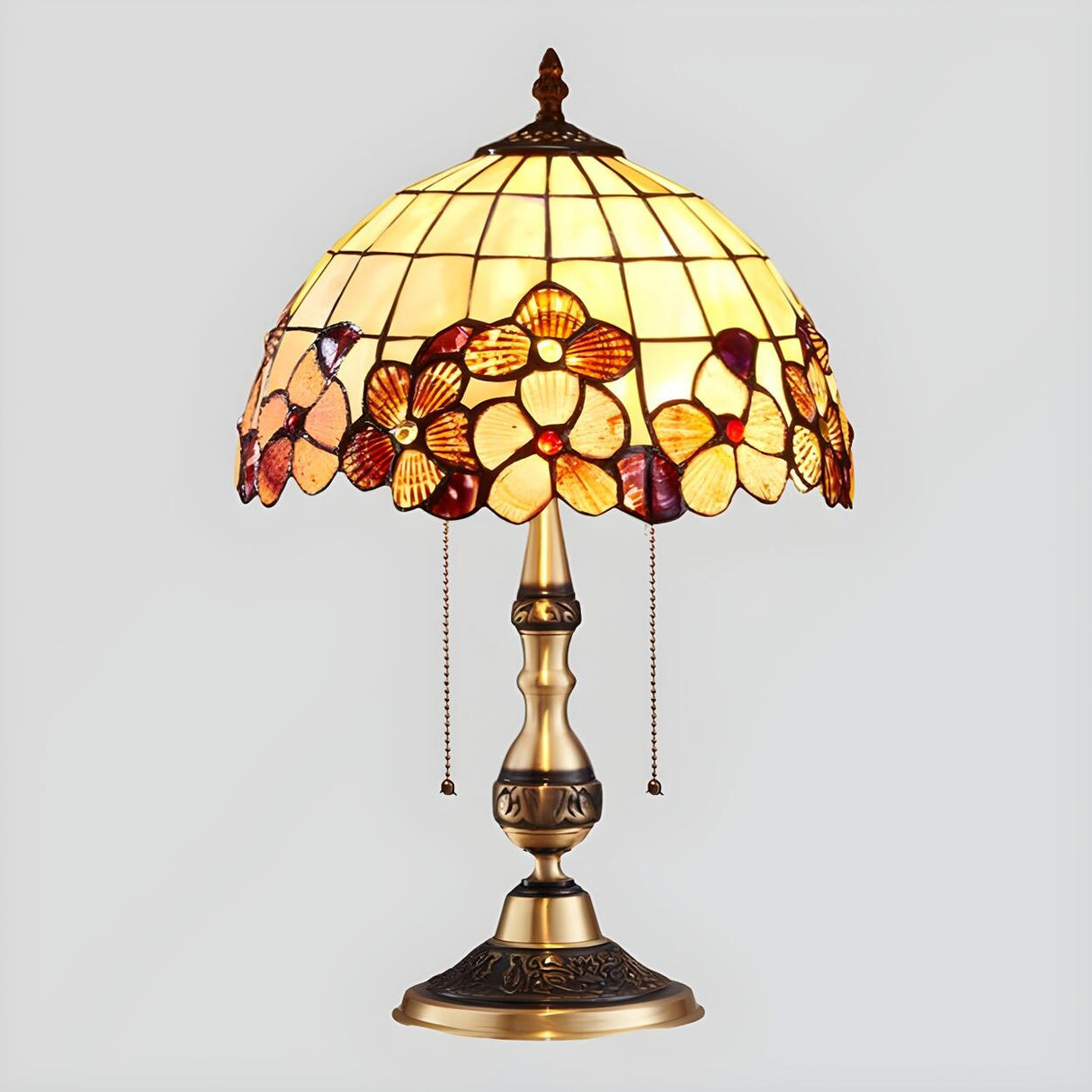 Tiffany Flower Glass Dome Umbrella Decor Table Lamp Image - 11