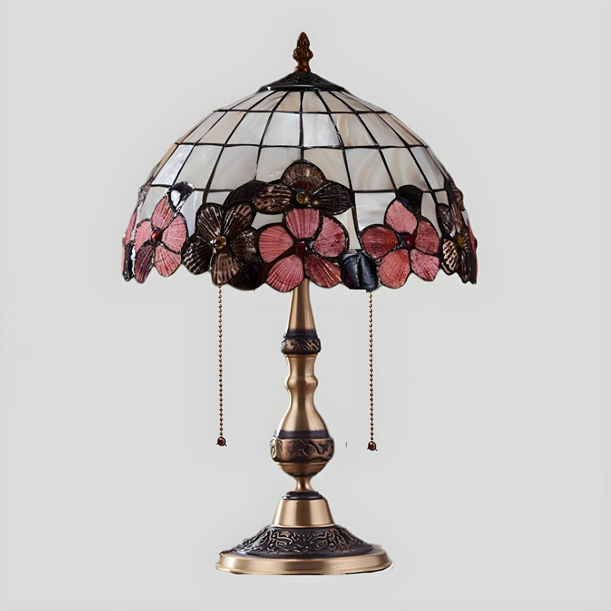 Tiffany Flower Glass Dome Umbrella Decor Table Lamp Image - 12