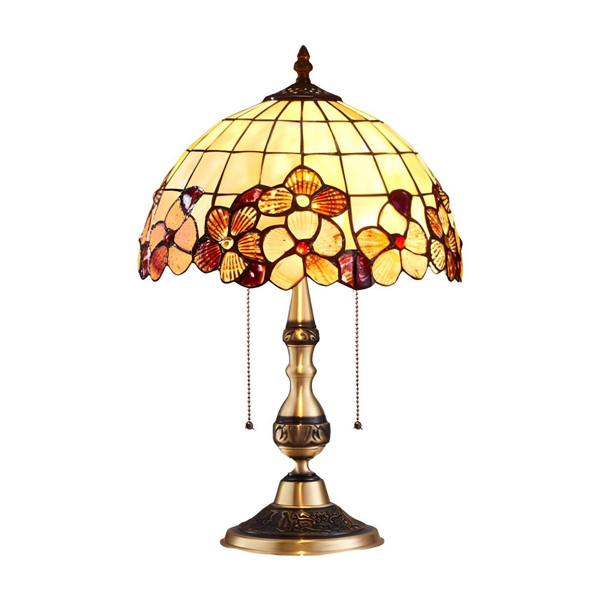 Tiffany Flower Glass Dome Umbrella Decor Table Lamp Image - 8