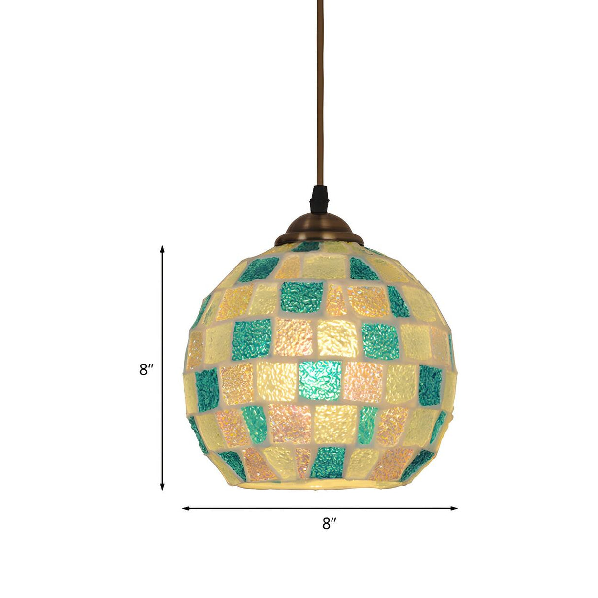 Tiffany Green Colorful Mosaic Glass Globe Pendant Light 