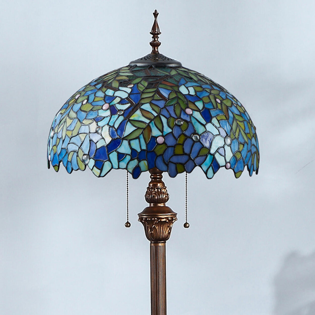 Tiffany Living Room Stained Glass Floral Floor Lamp Image - 8