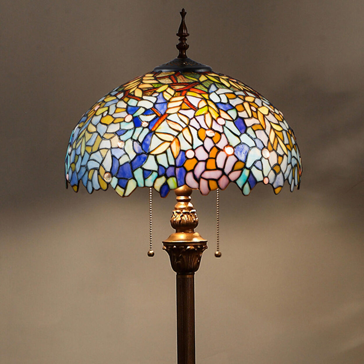 Tiffany Living Room Stained Glass Floral Floor Lamp Image - 9