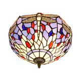 Tiffany Mini Bowl Dragonfly Glass Flush Mount Light Image - 12