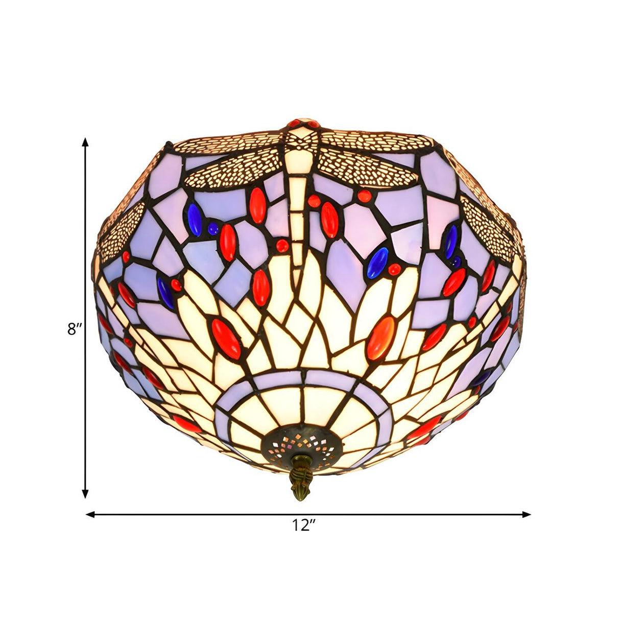 Tiffany Mini Bowl Dragonfly Glass Flush Mount Light Image - 13