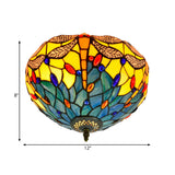 Tiffany Mini Bowl Dragonfly Glass Flush Mount Light Image - 9