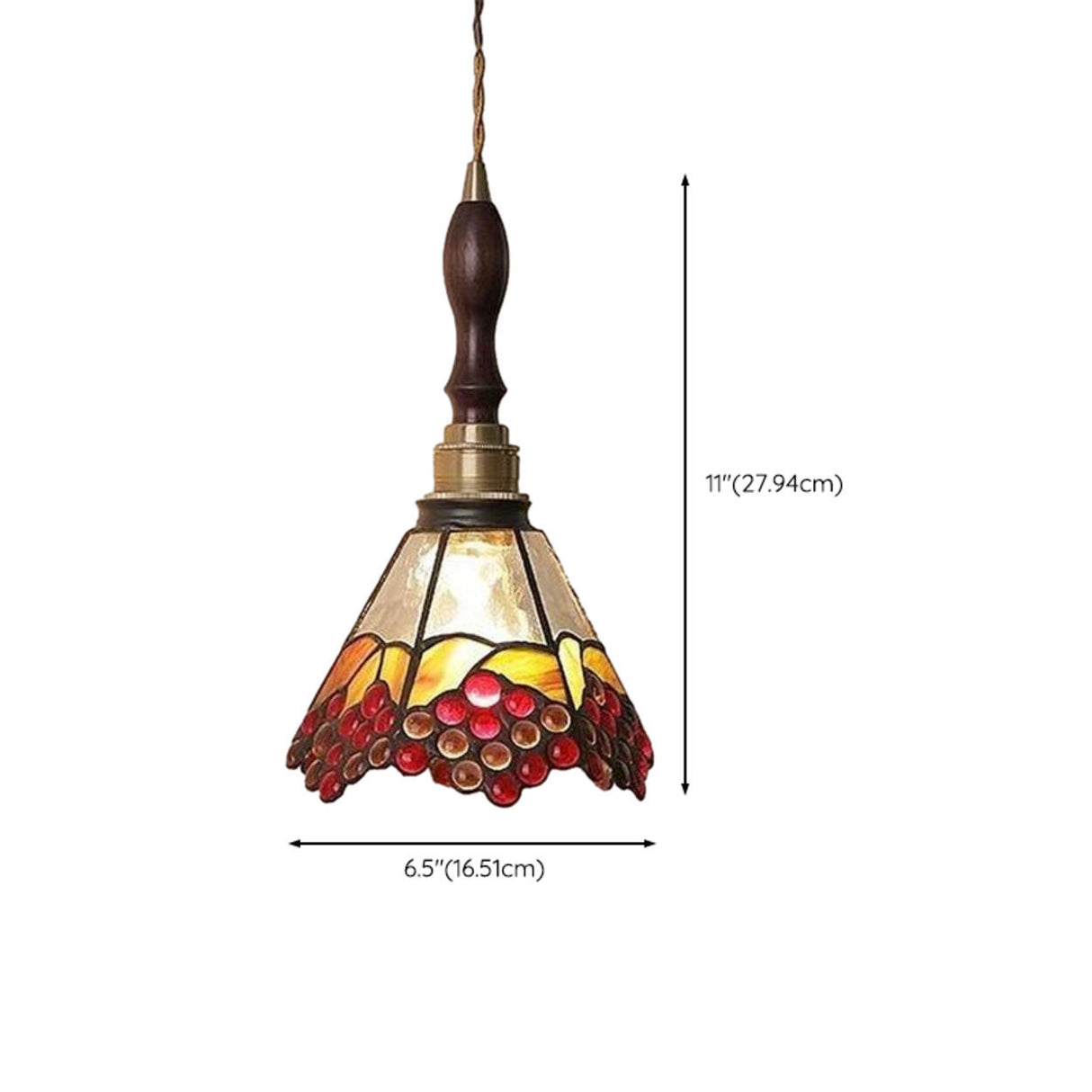 Tiffany Pink Butterfly Glass Cone Bedroom Pendant Light Image - 12