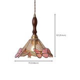 Tiffany Pink Butterfly Glass Cone Bedroom Pendant Light Image - 13