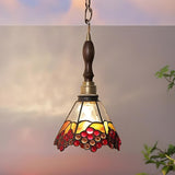 Tiffany Pink Butterfly Glass Cone Bedroom Pendant Light Image - 7