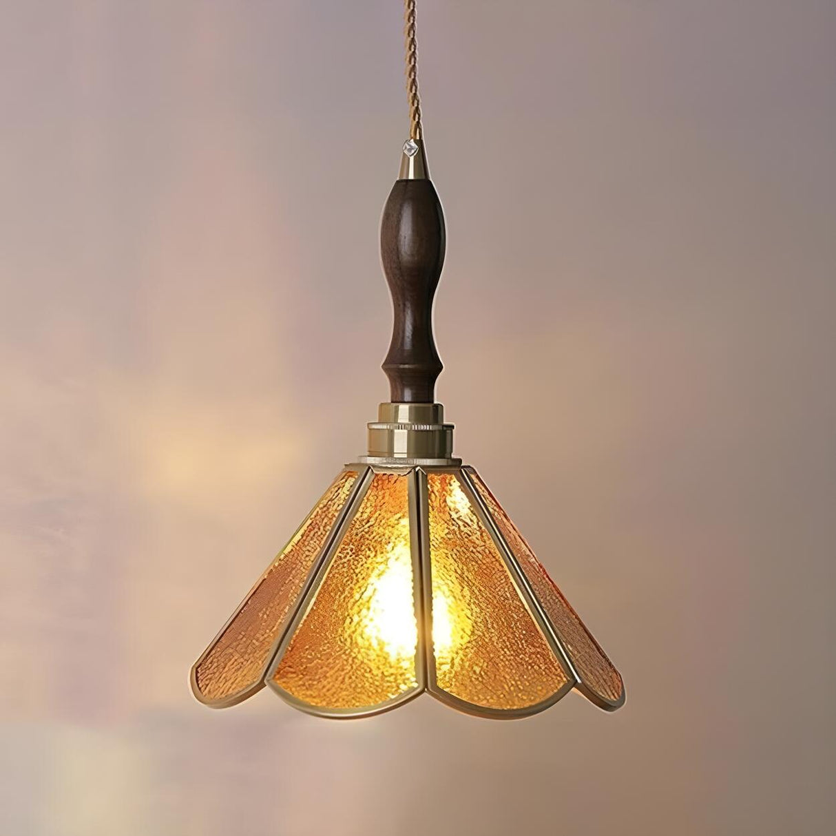 Tiffany Pink Butterfly Glass Cone Bedroom Pendant Light Image - 8