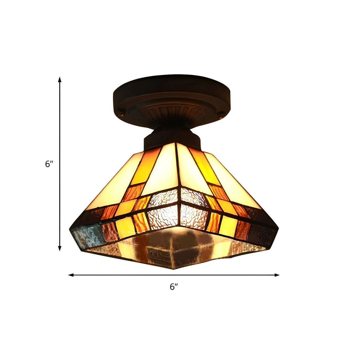 Tiffany Pyramid Stained Glass Semi-Flush Mount Light Image - 4