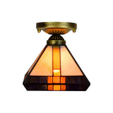 Tiffany Pyramid Stained Glass Semi-Flush Mount Light Image - 6