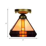 Tiffany Pyramid Stained Glass Semi-Flush Mount Light Image - 7